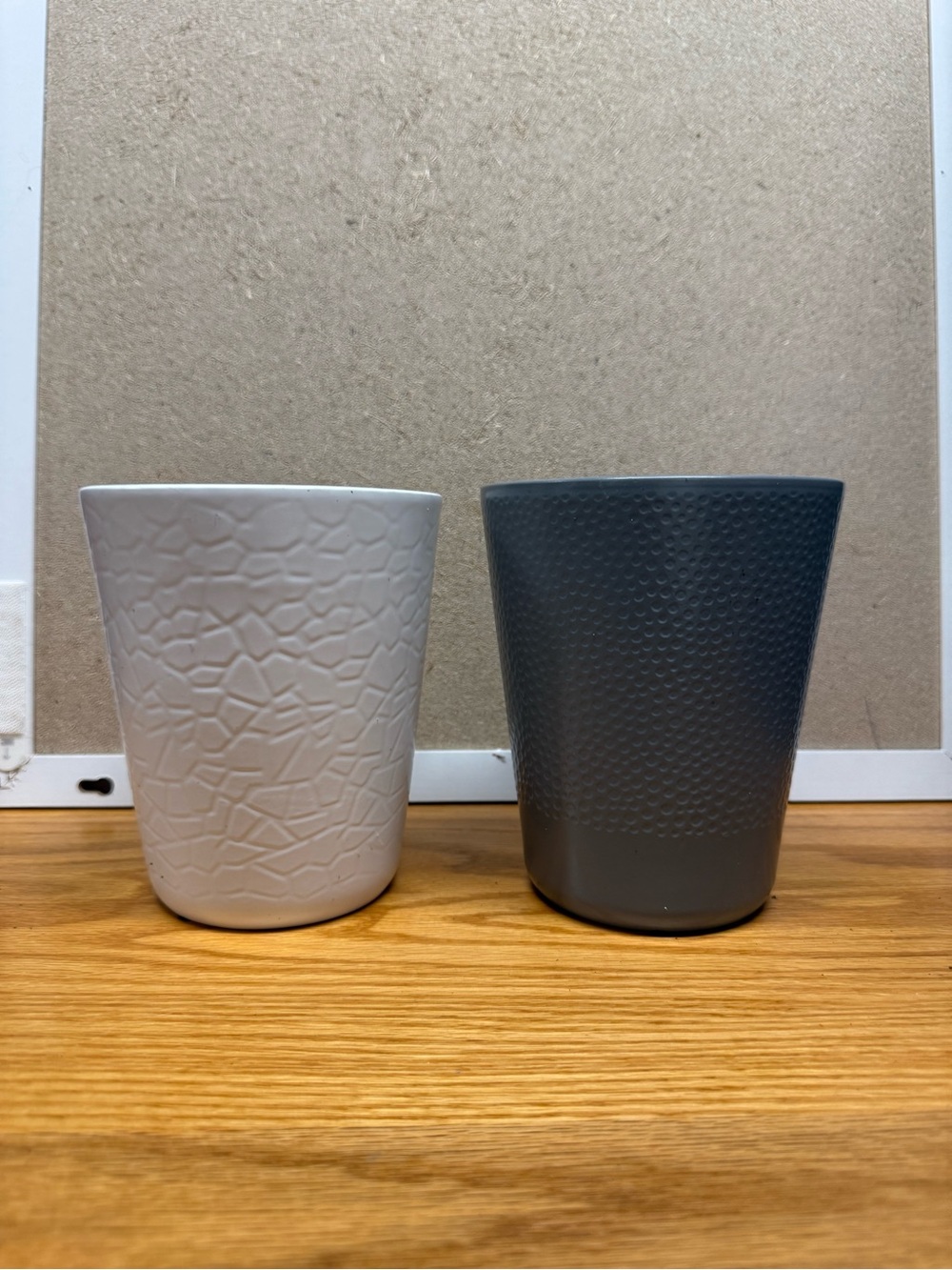 Textured Ceramic Planters - White & Charcoal Set